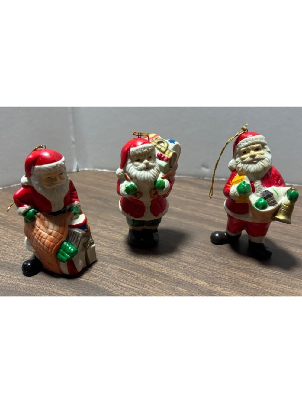 ROC Vintage Santa Claus Ceramic Hanging Ornaments Set Of 3 Taiwan-Made